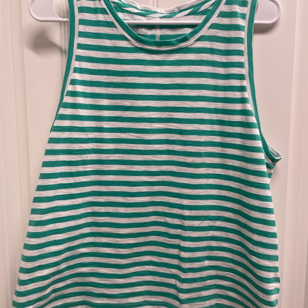 J. Crew Women’s Green and White Striped Tank Top